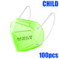 50-100pcs 5Layers Kids Facemask KN95 Mask Child Disposable Mask Virus Mouths Fpp2 Covers Dust Full Face Masks Non-woven Fabric