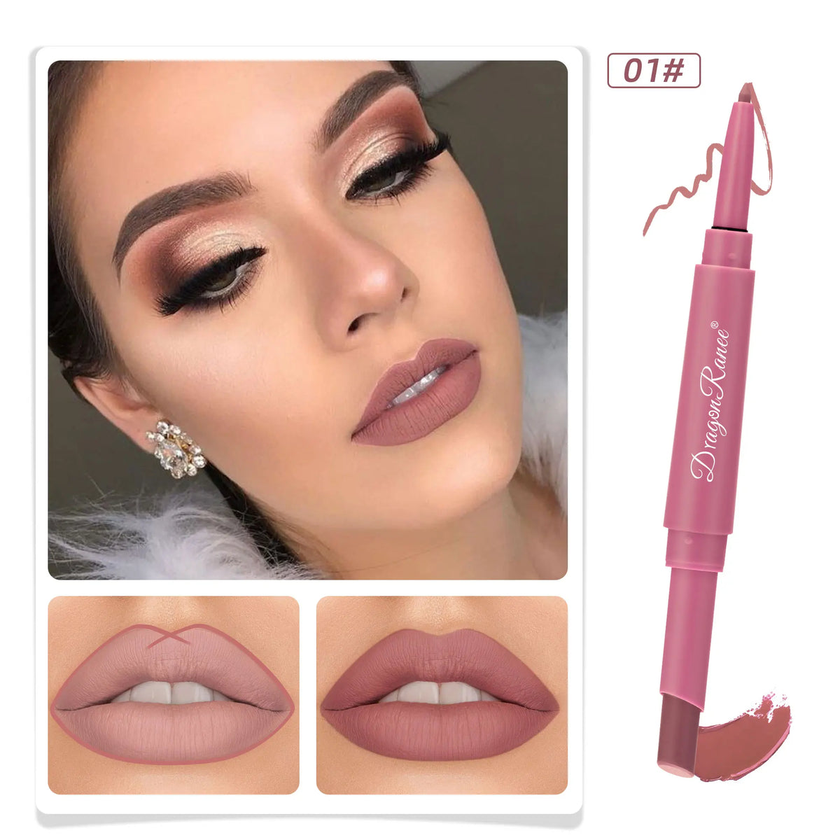 Blushimmer 2-in-1 lip liner and lipstick pen with waterproof, long-lasting matte finish, suitable for daily use.