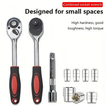 Hi you: 46 piece car repair tool kit: ratchet torque wrench, wrench, screwdriver, socket set combination - perfect for bicycle a