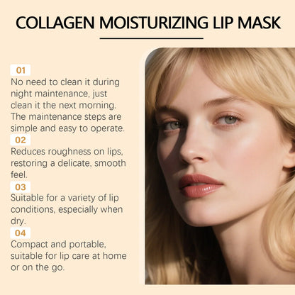 Blushimmer collagen lip mask for overnight repair, moisturizing and nourishing dry, flaky lips with a smooth, hydrating treatment.