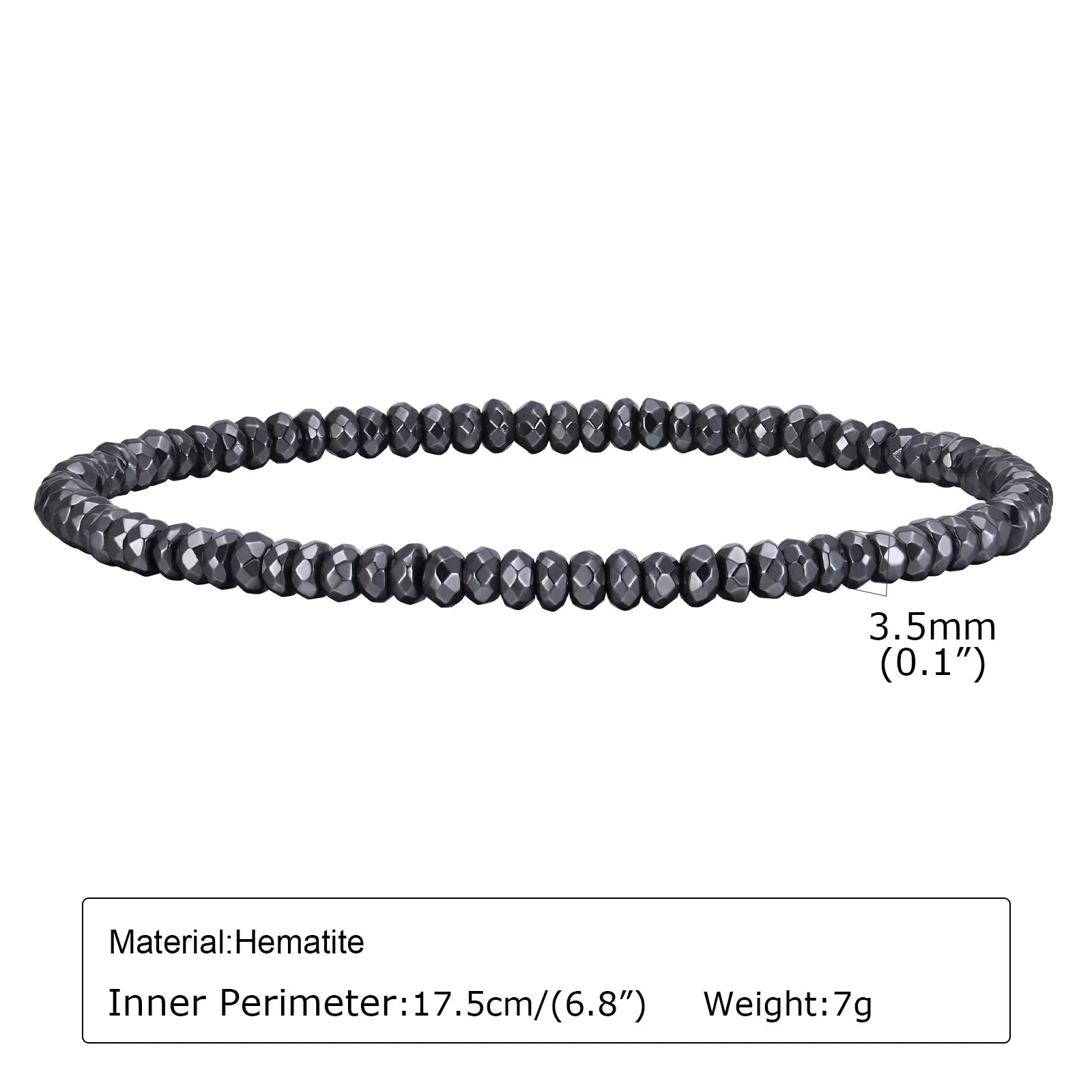 Vnox Stylish Black Triangle Beads Bracelets for Men Women, Stretch Unisex Gallstone Handmade Hematite Wristband Jewelry