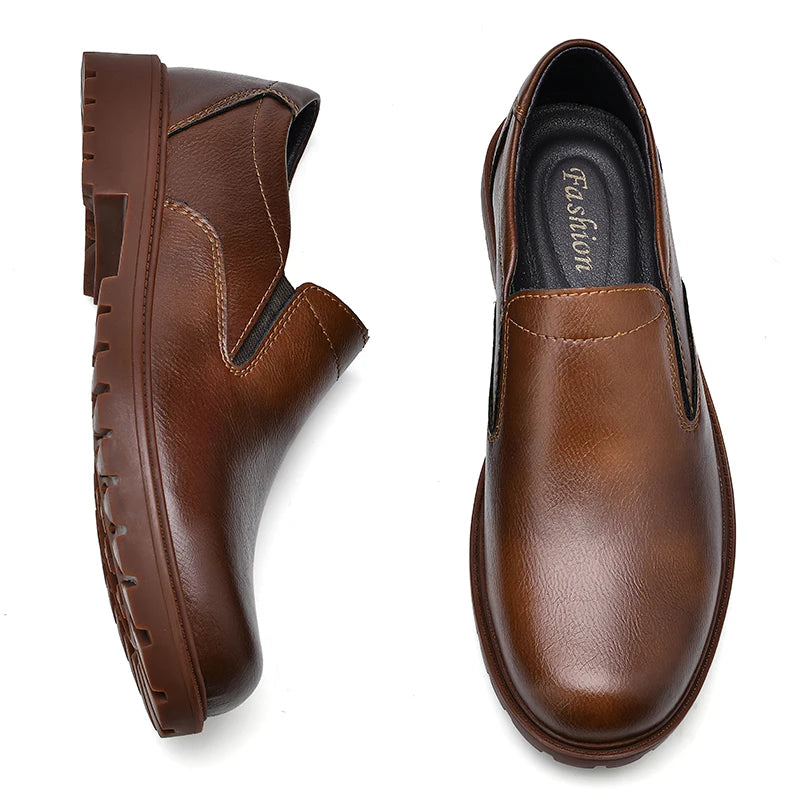 Mens Slip On Oxfords Loafers Casual Leather Shoes Pure Color New Arrival Italian Shoes Italian