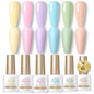 Six-piece BORN PRETTY crystal amber gel nail polish set in jelly pink and nude shades, ideal for semi-permanent UV and LED manicures.