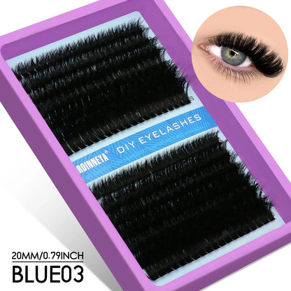 Blushimmer GROINNEYA fluffy thick DIY eyelash clusters with D/DD curl and wispy style, perfect for eyelash extension DIY projects