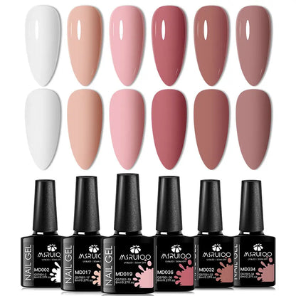 6pc Nail Gel Polish Set All-Season Ultra Pigmented Semi Permanent UV Painting Gel For Nails Salon DIY Manicure Varnish Design