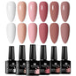 Blushimmer 6-piece nail gel polish set with vibrant, semi-permanent UV gel for all-season manicures and DIY nail designs.