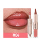 Black Brown Tapered Lip Liner Contour Pencil Double Head Mirror Plumping Lip Glaze Crystal Lip Gloss Sexy Red Lips Tint Makeup
