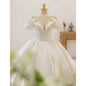 Luxury Satin V-Neck Short Sleeve Wedding Dress EDW459