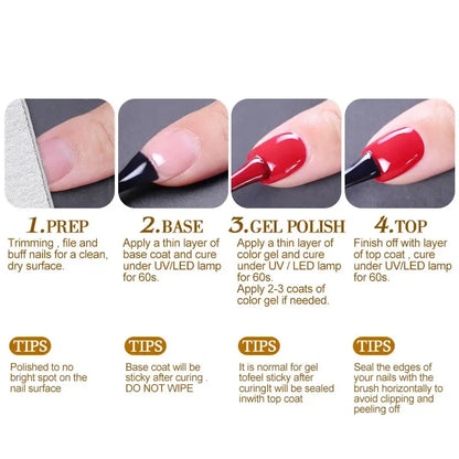 Blushimmer Clou Beaute 15ml neon gel nail polish with red, black, white, and green colors, featuring velvet top coat and semi-permanent finish.