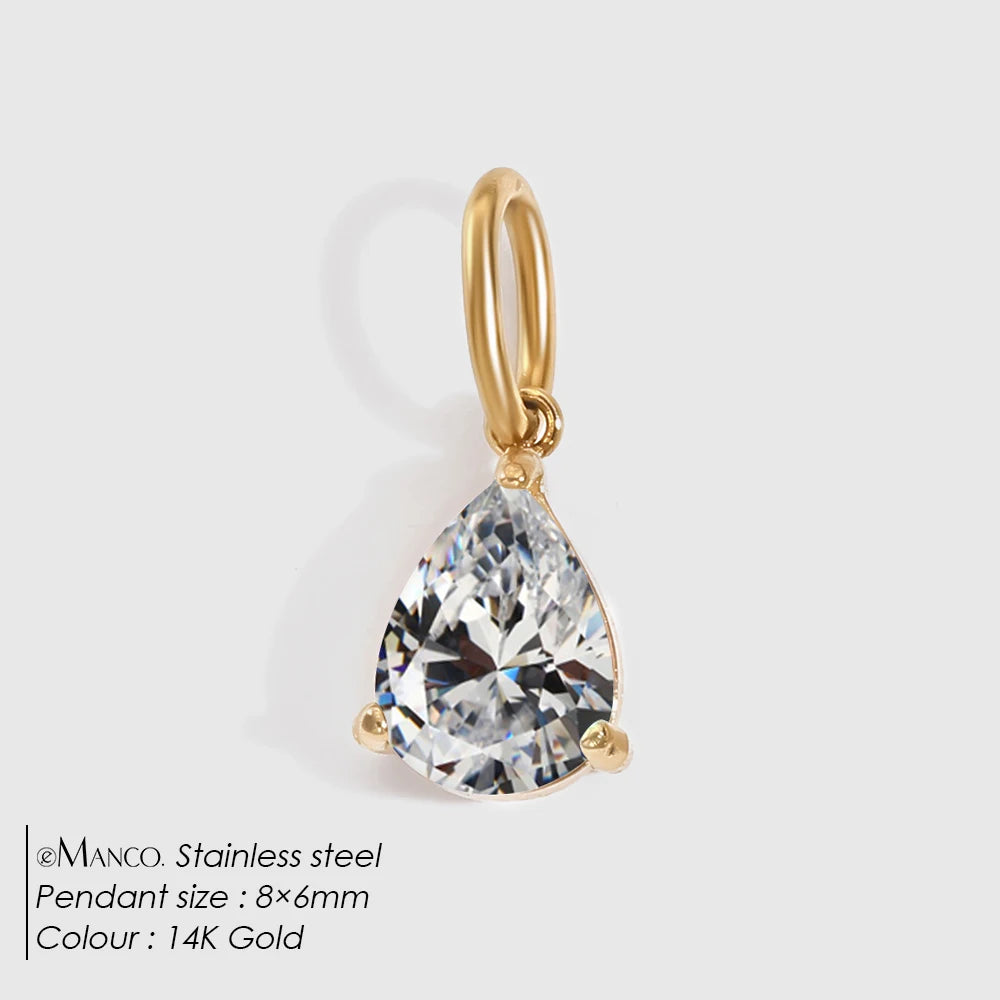 eManco 4 /6/8/10MM Stainless Steel Zircon Geometric Shape Charms Pendants Jewelry Making Supplies Diy Findings Accessories