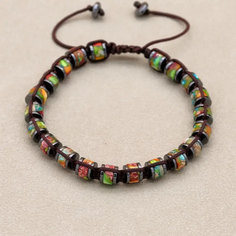 Men's Bracelet Natural Stone Hematite Dragon Blood Beads Braided Bracelet & Bangle Women Couple Health Handmade Jewelry Gifts