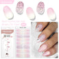 Harunouta 16-strip gradient red marble gel nail strips with gold line by Blushimmer, semi-cured gel polish stickers for DIY nails.