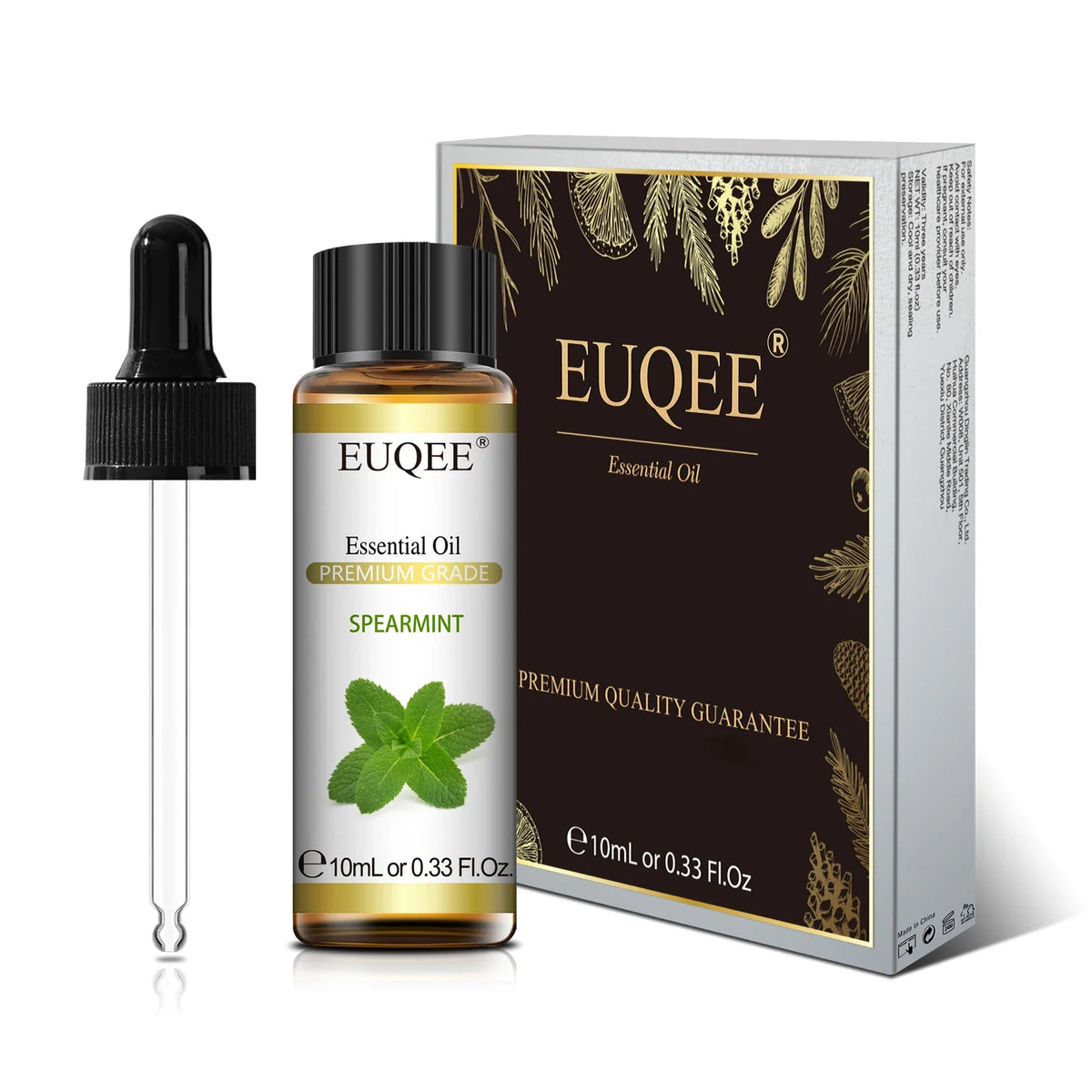 Blushimmer EUQEE 10ml natural essential oil set with lavender, jasmine, eucalyptus, vanilla, sandalwood, orange, lemon, oregano, and neroli