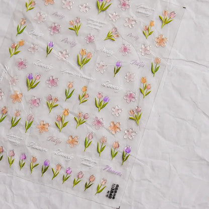 Blushimmer Dream Flower window shell nail art stickers with Japanese floral design for self-adhesive press-on nails decoration.