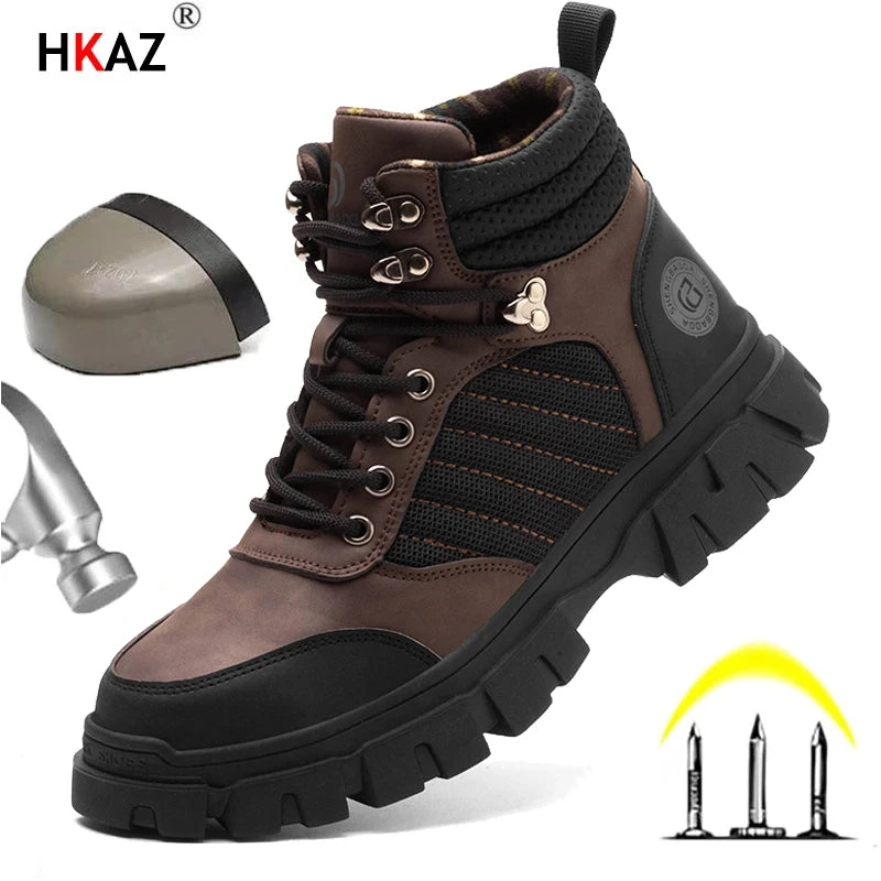 Steel Toe Shoes for Men Indestructible Work Boots Lightweight Safety Shoes Walking Anti-smash Anti-puncture Protective Sneakers