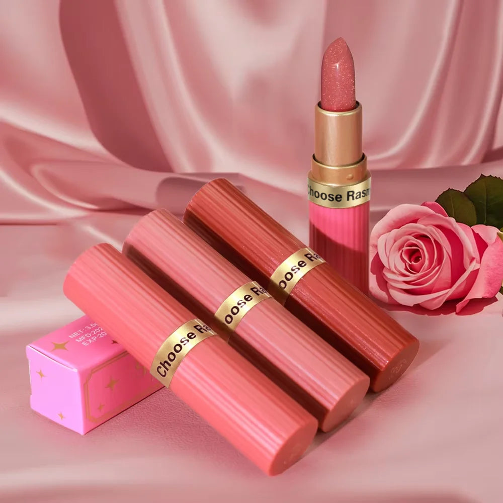 Blushimmer Rasme chocolate bar lipstick in six colors, matte finish, waterproof, pearl accents, easy to wear, not easy to fall out