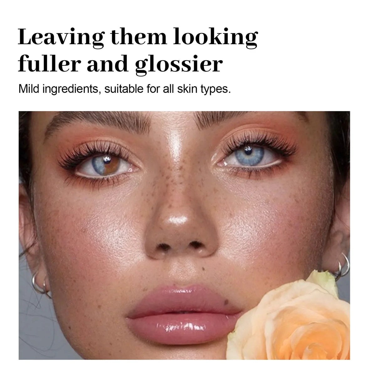 Blushimmer exfoliating lip mask for dry, cracked lips with moisturizing, brightening, and skin-repair properties, displaying a glossy application.