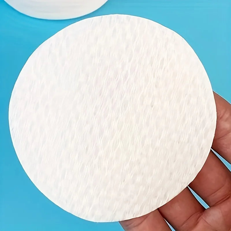 Set of 300/600 lightweight beige round facial cleansing pads by Blushimmer, hypoallergenic makeup remover wipes, lint-free design.