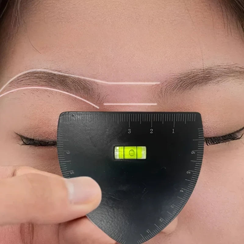 Blushimmer eyebrow stencil kit with multi-style templates and 3-point ruler for precise microblading and makeup shaping.