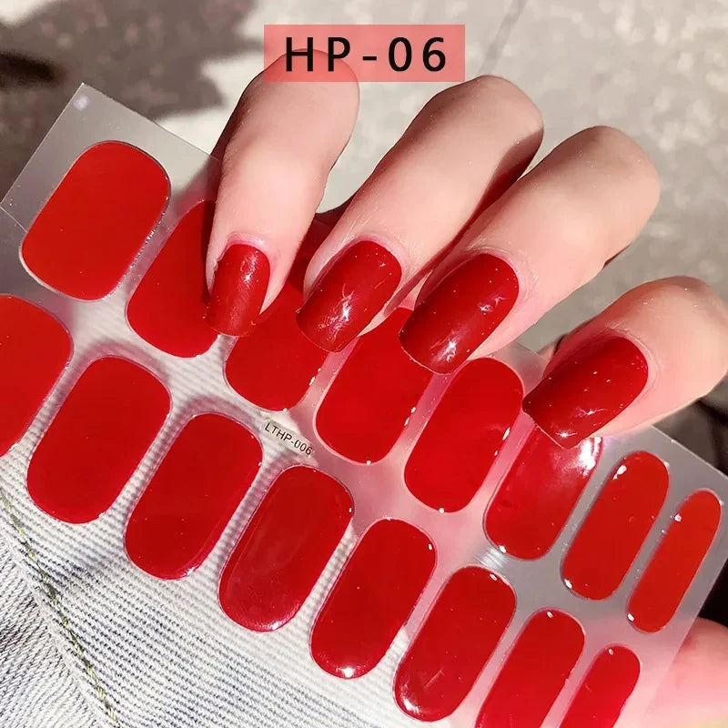 Blushimmer 16Tips glitter semi-cured gel UV sticker with 3D French gradient shine and shiny glitter powder for full cover nail design.