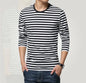 Men's long-sleeved striped T-shirt by LIBRECLANS with a casual fit, featuring a fashionable large size and stylish design.