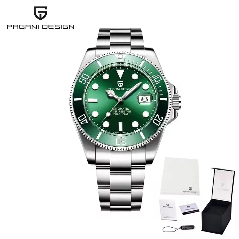 2026 PAGANI DESIGN men's mechanical wristwatch with 43mm case, ceramic bezel, sapphire glass, automatic movement, diving style.