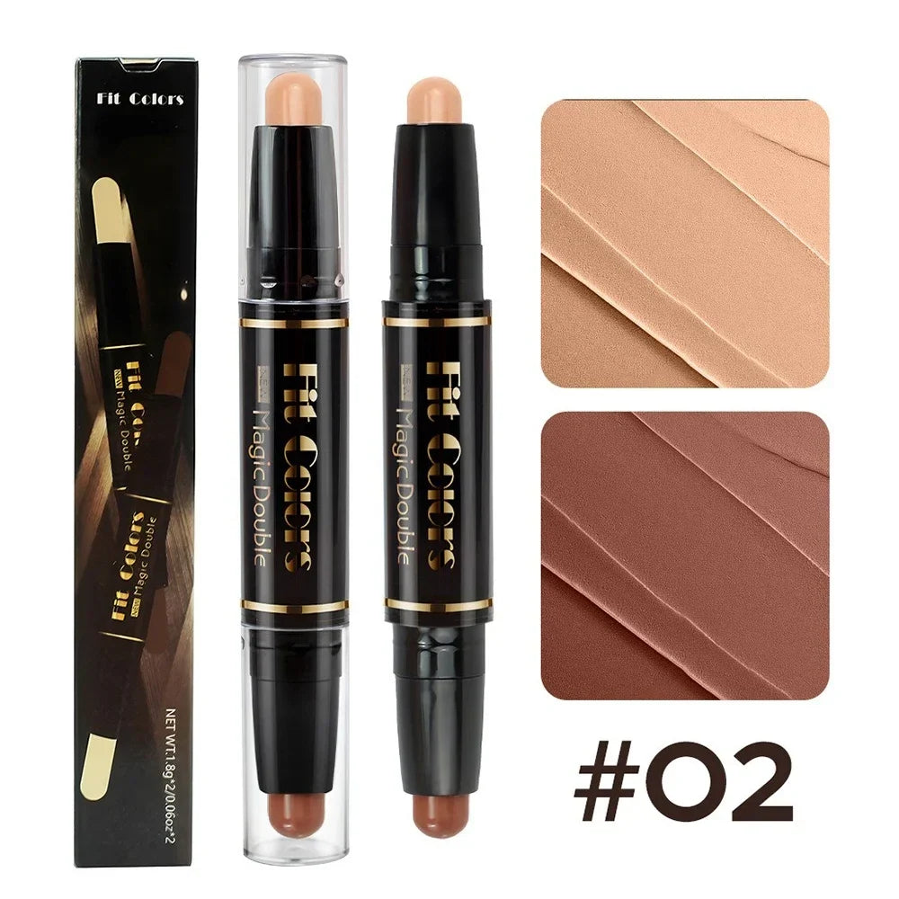 Blushimmer double-head highlight and shadow stick with face bronzer, contour, foundation, and concealer for women’s makeup.