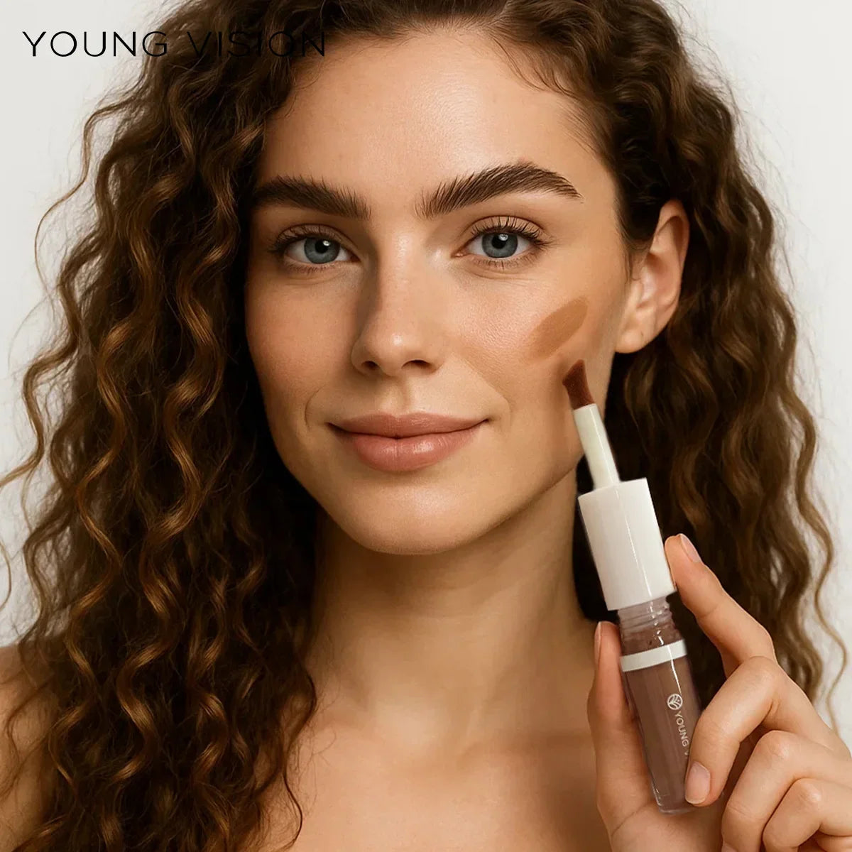 Blushimmer 4-color 3D face contour liquid bronzer with mirror, highlighting, waterproof, natural nose shadow, and brightening makeup.
