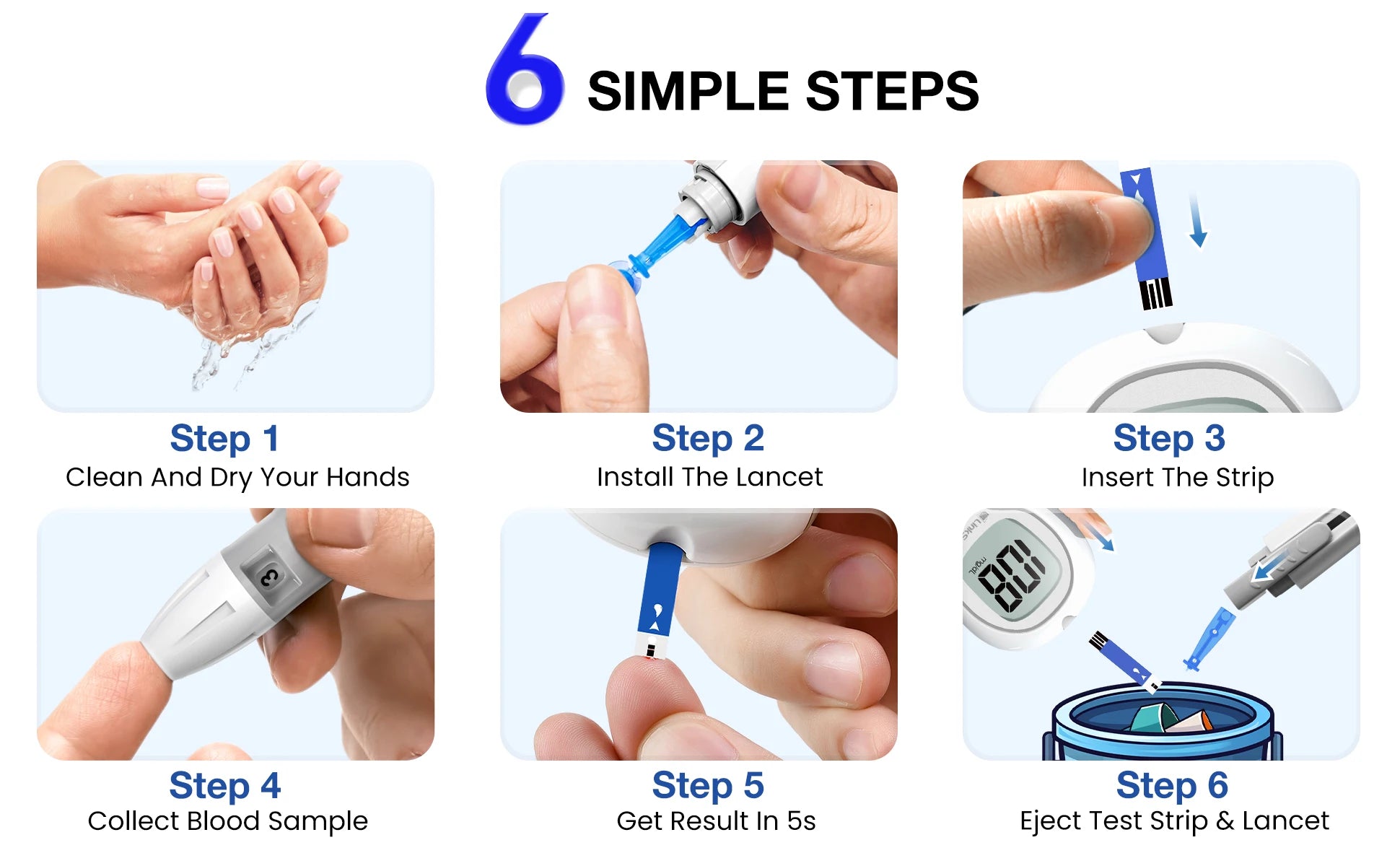 G-425-3 LinkSun Blood Glucose Meter Glucometer Complete Kit Diabetes Accessories Finger Blood Digital Glucose Sugar Test Machine