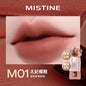 Blushimmer Mistine Nude Long Wear Lipstick in 2.9g tube, creamy matte lip glaze with mirror gloss and jelly finish, long-lasting formula.