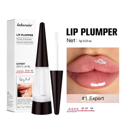 Blushimmer Lip Plumper Reedle Shot serum in transparent lip gloss tube, moisturizing and anti-wrinkle lip care for sexy, plump lips.