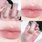 Blushimmer DIKALU water lip gloss and crystal jelly lipstick with hydrating, plumping, and moisturizing colored lip tint on lips.