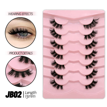 Blushimmer GROINNEYA half lashes with soft, wispy faux mink design and clear band for natural, lightweight eyelash extension.