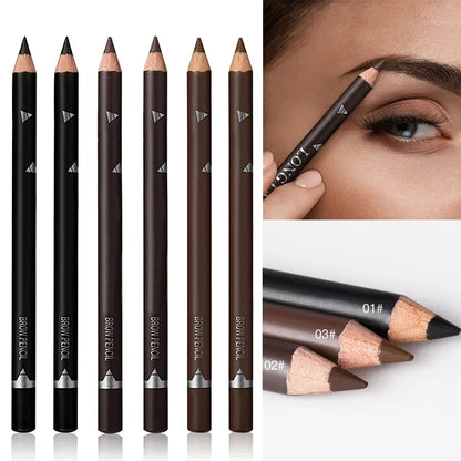 Set of 6 or 12 waterproof eyebrow pencils by Blushimmer in natural black and brown, professional eye makeup tools for precise eyebrow coloring.