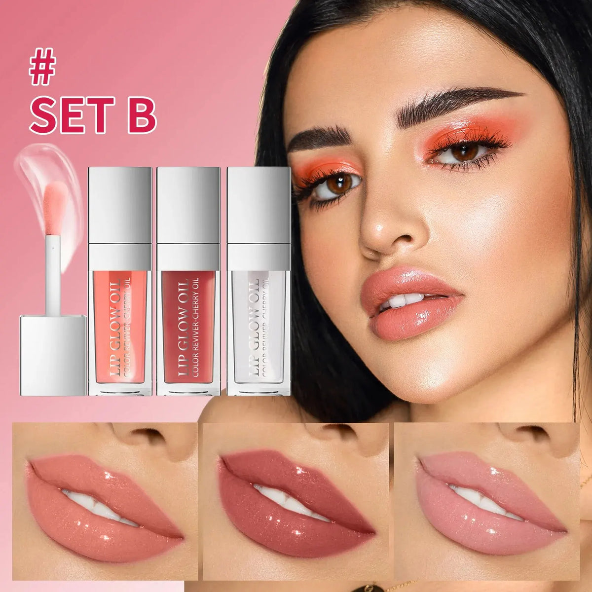 Blushimmer crystal jelly moisturizing lip oil set with tinted plumping lip glosses and glow-enhancing lip plumpers.