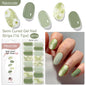 Harunouta Blushimmer gradient red marble gel nail strips with gold lines, semi-cured DIY gel polish stickers for UV/LED nails.