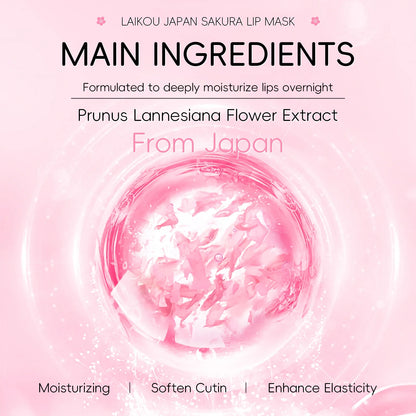 LAIKOU Sakura Lip Mask - Overnight Hydrating Lip Balm for Plump Lip Lines Beauty Care