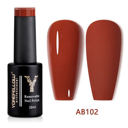 Blushimmer YOKEFELLOW 10ml nude pink gel nail polish in a clear jar, showcasing translucent pink UV gel for long-lasting manicures.
