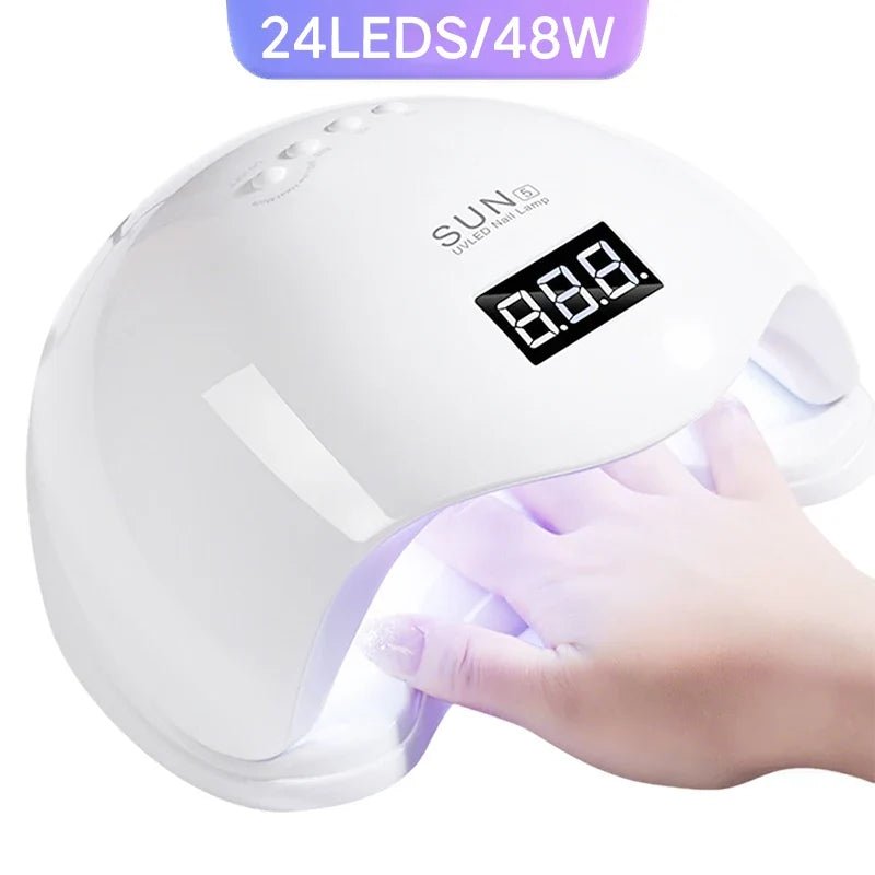 Blushimmer SUN5 UV LED Nail Lamp 48W with LCD display, automatic sensor, for curing gel nail polish, professional nail dryer