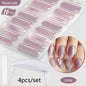 Blushimmer Harunouta 4-piece set of gradient nude pink jelly gel nail strips with waterproof finish and matching nail lamp.