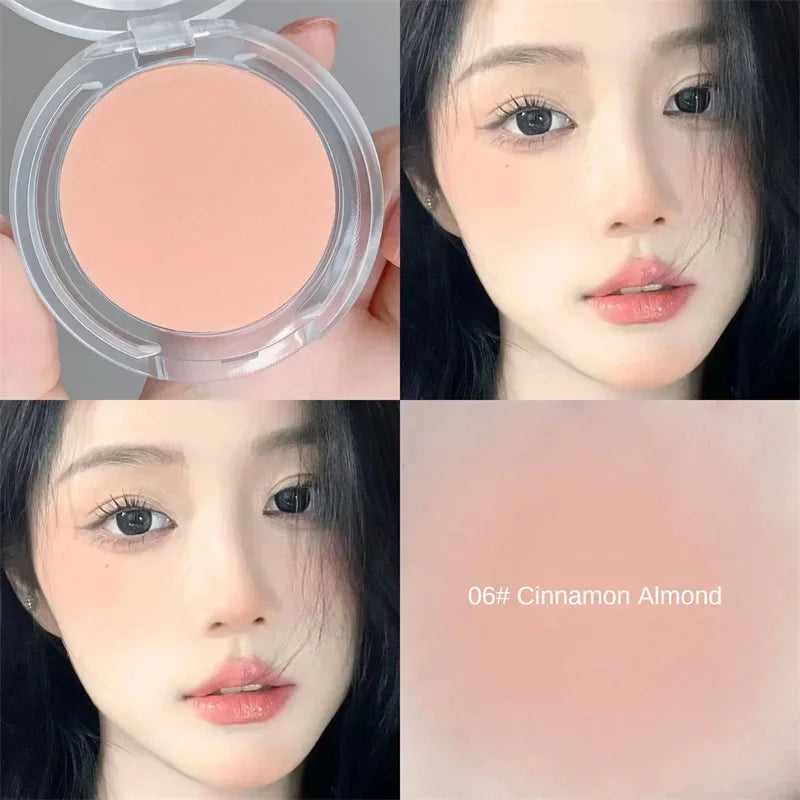 Blushimmer monochrome blush in natural matte pink for face contouring, brightening, and waterproof facial makeup.
