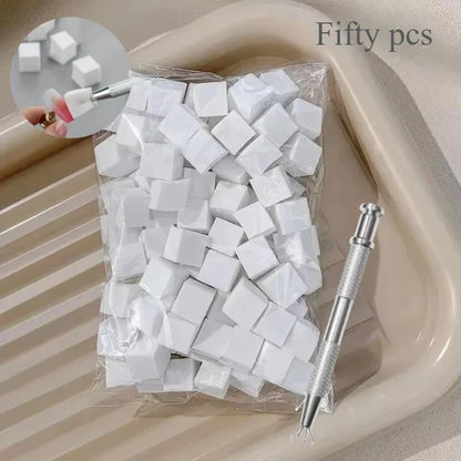 Set of 25/50/100 square nail art sponges from Blushimmer for gradient nail designs and gel polish manicure application.