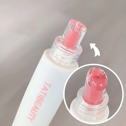Blushimmer Tatibeauty Lip Jelly Essence in tender pink, hydrating lip gloss with a glossy finish and smooth texture.