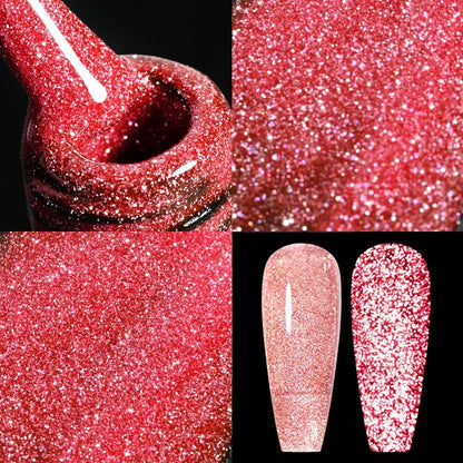 Blushimmer metallic gold mirror gel nail polish with floral French design, 5ml UV soak-off gel for elegant nail art.