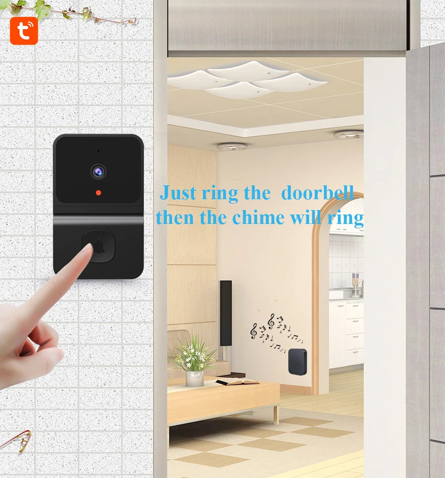 Tuya APP Wireless WIFI Doorbell Free Cloud Storage  Visual Doorviewer  Long Time Standby Video Door Phone