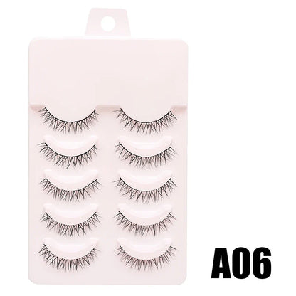 Blushimmer DINGSEN fake anime eyelashes, 5 pairs of natural daily manga style clear band lashes with a little devil design.