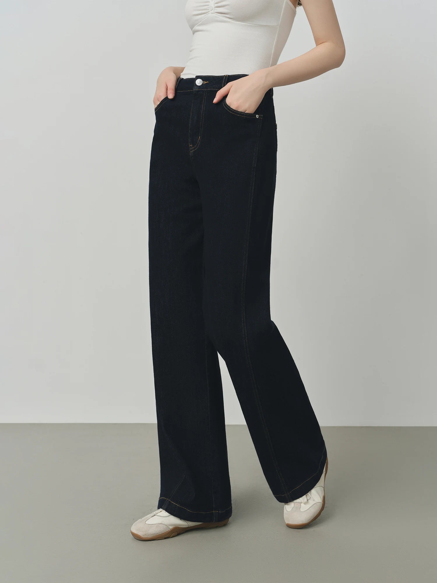 FSLE Retro Raw Denim High-waist Straight-leg Jeans Women's 2025 Early Autumn New 3D Cut Slimming Jeans 25FS13104