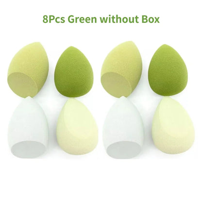 Set of 4/8 Blushimmer makeup sponge blenders and beauty eggs for foundation, powder, and makeup application on a white background.