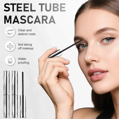 Waterproof Metallic Tube Mascara Black Silk Fiber Long Curling Non-Clumping Eyelash Extensions Spiral Makeup for Eyes