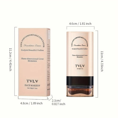 Blushimmer TVLV eraser foundation stick with brush, 20g, brightening liquid makeup concealer for long-lasting, non-marking coverage.